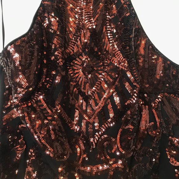 New Quiz Sequin Cocktail Dress Halter Neck GB12 EU40 US10 Festival Fully Lined - Picture 2 of 9